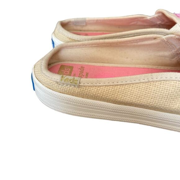 Kate Spade X Keds Mule Slide Sneaker Raffia Straw Pink Tan size 8.5 - Picture 6 of 11